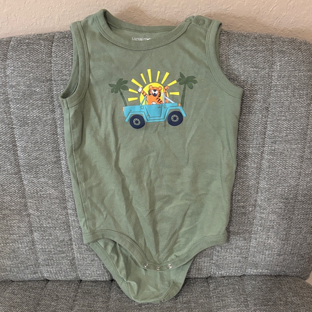 Garanimals Green Bodysuit with Blue Car Print
